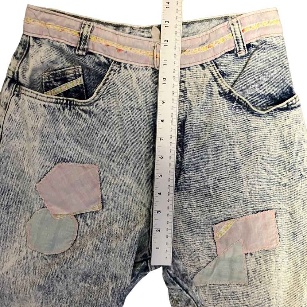 Vintage Bonjour High Waisted Patchwork Denim Shorts Size 10 - Picture 7 of 8